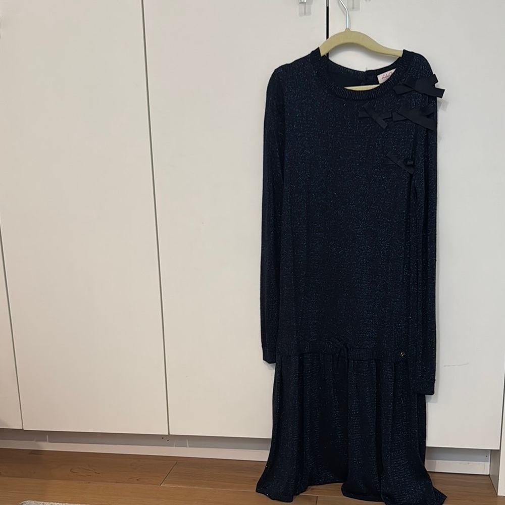 Lili Gaufrette Black Tiered Long Sleeve Dress